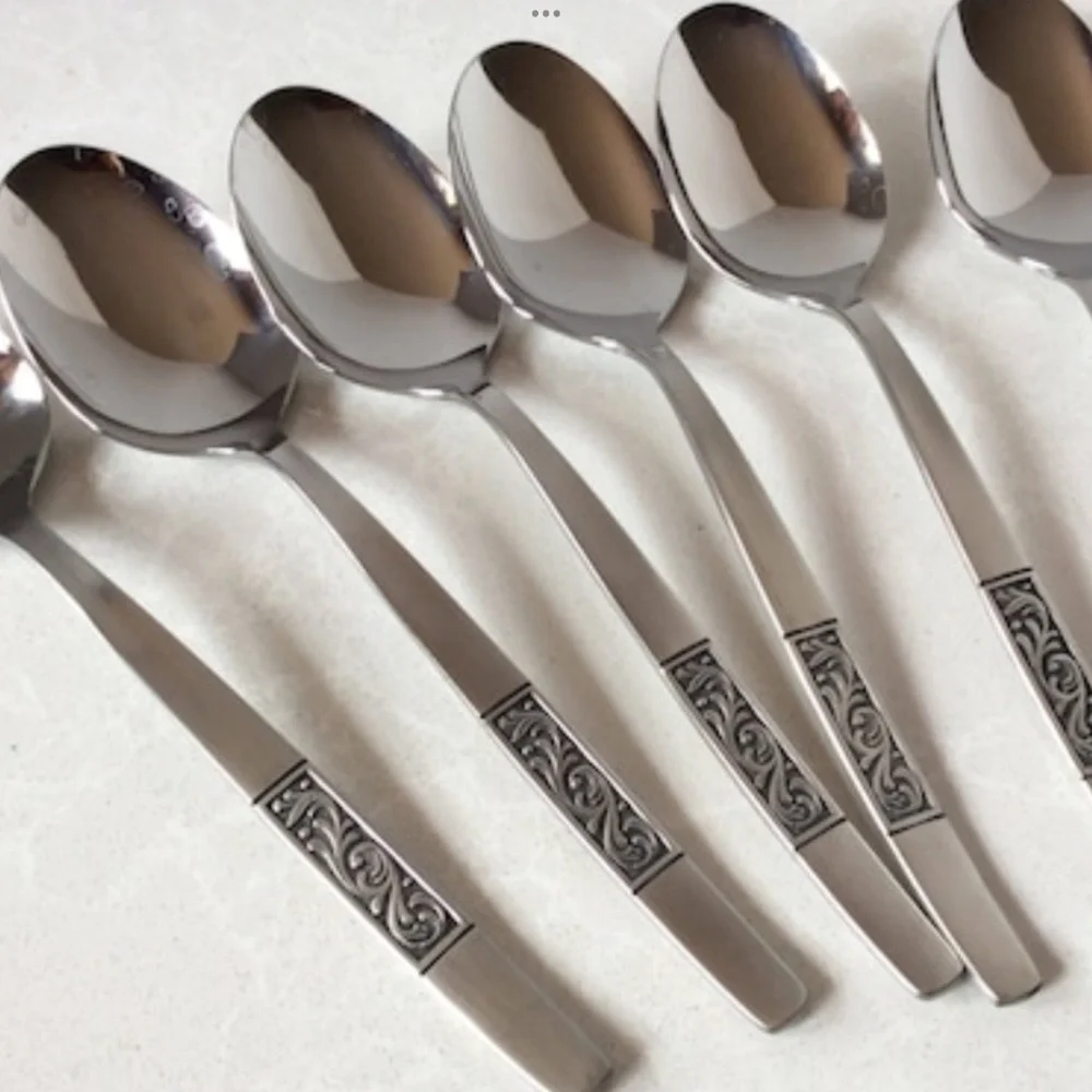 New! Set of 6 Vintage Elegance by Salem Spoons Tablespoons Stainless Steel MCM